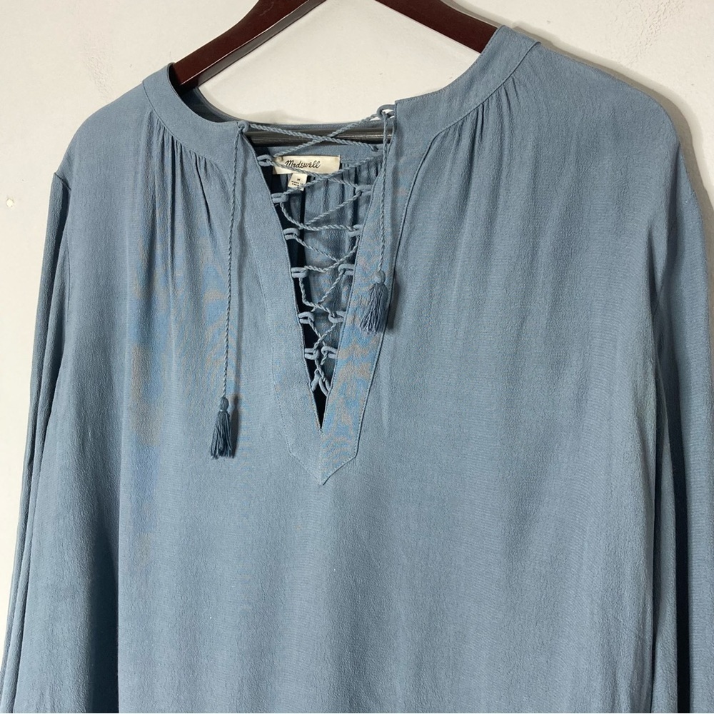 Madewell Size Medium Lace Up Oversized Flowy Blue - Picture 3 of 7